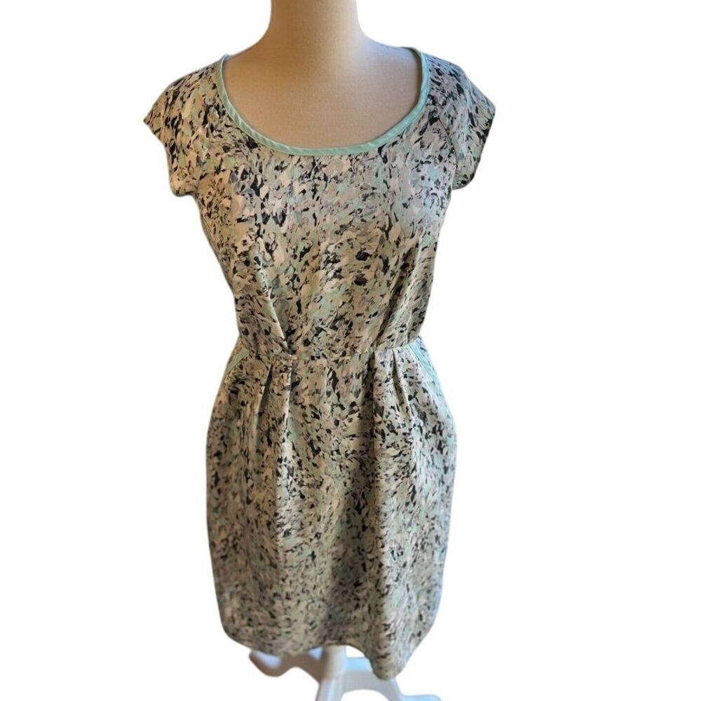Mossimo Dress Sheath Abstract Print‎ Mint Green Trim XS